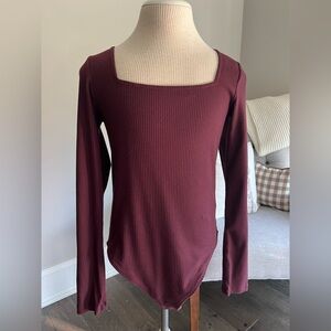 Old Navy Maroon Ribbed Bodysuit